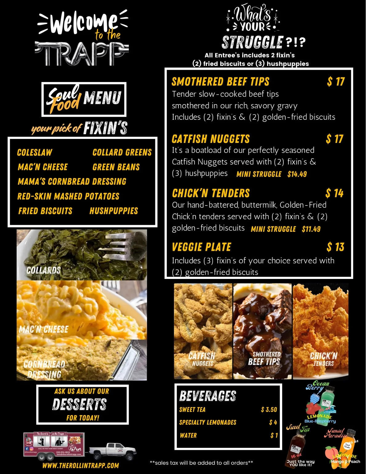 The Rollin’ Trapp soul food menu